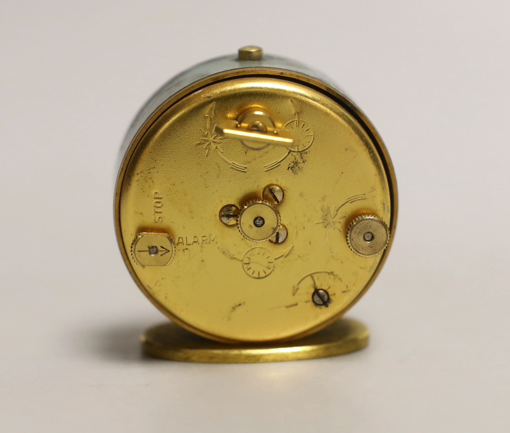 A Jaeger Le Coultre travelling alarm timepiece, 5cm